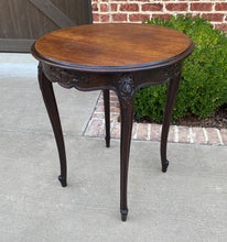 Load image into Gallery viewer, Antique French ROUND Table End Table Occasional Table Carved Oak Cabriole Legs