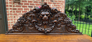 Antique French Server Sideboard Buffet Gothic Revival Oak Lions Mask Figural