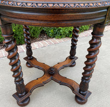 Load image into Gallery viewer, Antique English ROUND Table End Occasional Table BARLEY TWIST Oak 1930s