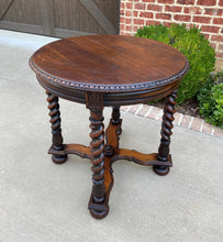 Load image into Gallery viewer, Antique English ROUND Table End Occasional Table BARLEY TWIST Oak 1930s