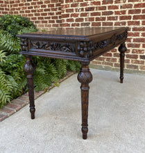 Load image into Gallery viewer, Antique French Renaissance Revival Desk Table with Drawers Carved Oak 19th C