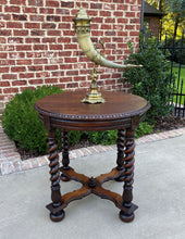 Load image into Gallery viewer, Antique English ROUND Table End Occasional Table BARLEY TWIST Oak 1930s