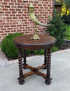 Antique English ROUND Table End Occasional Table BARLEY TWIST Oak 1930s