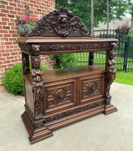Load image into Gallery viewer, Antique French Server Sideboard Buffet Gothic Revival Oak Lions Mask Figural