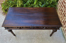Load image into Gallery viewer, Antique French Renaissance Revival Desk Table with Drawers Carved Oak 19th C