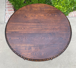 Antique English ROUND Table End Occasional Table BARLEY TWIST Oak 1930s