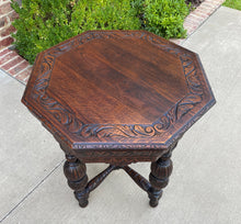 Load image into Gallery viewer, Antique French Table Octagonal Renaissance Revival Carved Oak 19th C