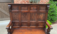 Load image into Gallery viewer, Antique French Bench Settee Oak Lift Top Seat Storage Trunk Gothic Revival