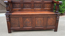 Load image into Gallery viewer, Antique French Bench Settee Oak Lift Top Seat Storage Trunk Gothic Revival