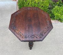 Load image into Gallery viewer, Antique French Table Octagonal Renaissance Revival Carved Oak 19th C