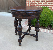 Load image into Gallery viewer, Antique French Table Octagonal Renaissance Revival Carved Oak 19th C