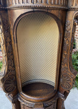 Load image into Gallery viewer, Antique French Corner Cabinet Statuary Niche Bookcase Highly Carved Oak 19th C