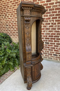 Antique French Corner Cabinet Statuary Niche Bookcase Highly Carved Oak 19th C