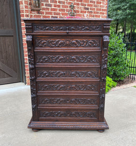 Antique French Abattant Desk Fall Front Secretary Chest Drawers Renaissance Oak