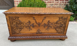 Antique French Trunk Blanket Box Coffer Coffee Table Oak Exposed Dovetails