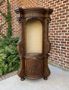 Antique French Corner Cabinet Statuary Niche Bookcase Highly Carved Oak 19th C