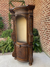 Load image into Gallery viewer, Antique French Corner Cabinet Statuary Niche Bookcase Highly Carved Oak 19th C