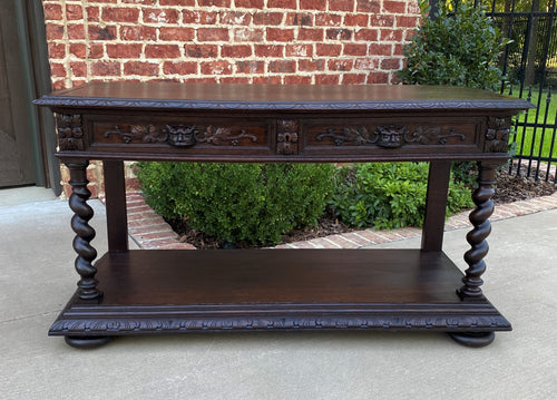 Antique French Sofa Table Barley Twist Console Table Entry Table Oak Renaissance