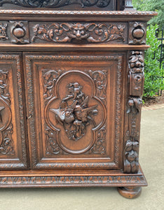 Antique French Server Buffet Sideboard Cabinet 3-Tier Black Forest Oak 19th C