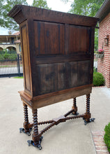 Load image into Gallery viewer, Antique French Bookcase Cabinet Display Barley Twist Stand Carved Oak 19th C