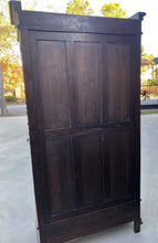 Load image into Gallery viewer, Antique French Gothic Revival Armoire Wardrobe Bookcase Barley Twist Oak Carved