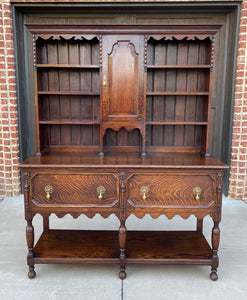 Antique English Welsh Plate Dresser Sideboard Server Buffet Jacobean Tiger Oak