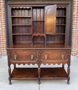 Antique English Welsh Plate Dresser Sideboard Server Buffet Jacobean Tiger Oak