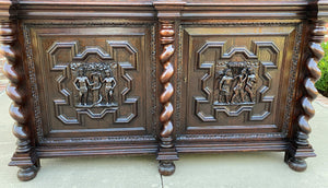 Antique French Oak Liquor Cabinet Bar Sideboard Server Allegorical Barley Twist