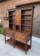 Load image into Gallery viewer, Antique English Welsh Plate Dresser Sideboard Server Buffet Jacobean Tiger Oak