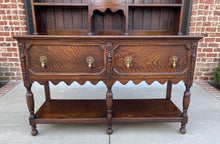 Load image into Gallery viewer, Antique English Welsh Plate Dresser Sideboard Server Buffet Jacobean Tiger Oak