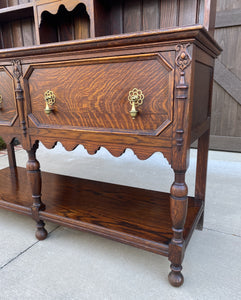 Antique English Welsh Plate Dresser Sideboard Server Buffet Jacobean Tiger Oak