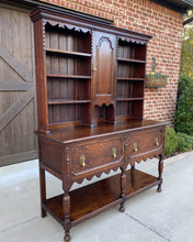 Load image into Gallery viewer, Antique English Welsh Plate Dresser Sideboard Server Buffet Jacobean Tiger Oak