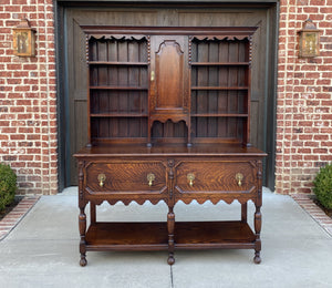 Antique English Welsh Plate Dresser Sideboard Server Buffet Jacobean Tiger Oak