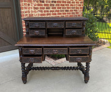 Load image into Gallery viewer, Antique French Desk Office Library Desk Barley Twist Renaissance Revival Oak 19C
