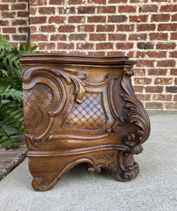 Antique French Rococo Planter Flower Box Oak Lattice Acanthus Tin Liner Bombe'