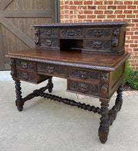 Load image into Gallery viewer, Antique French Desk Office Library Desk Barley Twist Renaissance Revival Oak 19C