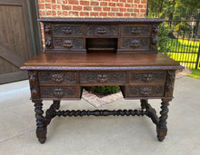 Load image into Gallery viewer, Antique French Desk Office Library Desk Barley Twist Renaissance Revival Oak 19C