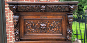 Antique French Gothic Cabinet Bar Liquor Cupboard Fall Front Oak Renaissance
