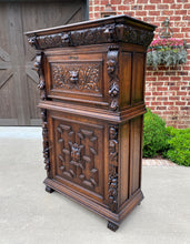 Load image into Gallery viewer, Antique French Gothic Cabinet Bar Liquor Cupboard Fall Front Oak Renaissance