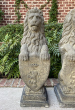 Load image into Gallery viewer, Vintage Cast Stone English Westcott Lions Statues Statuary Garden Entry PAIR