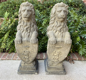 Vintage Cast Stone English Westcott Lions Statues Statuary Garden Entry PAIR