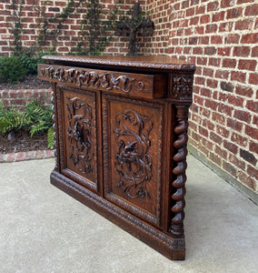 Antique French Corner Cabinet Sideboard w Drawer BARLEY TWIST Renaissance Oak