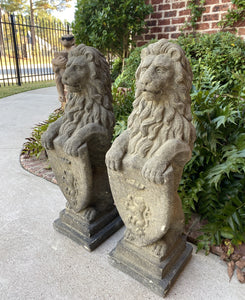 Vintage Cast Stone English Westcott Lions Statues Statuary Garden Entry PAIR