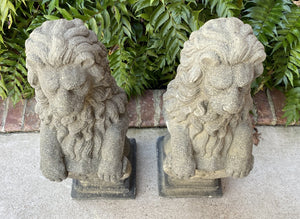 Vintage Cast Stone English Westcott Lions Statues Statuary Garden Entry PAIR