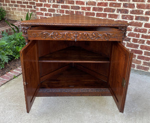 Antique French Corner Cabinet Sideboard w Drawer BARLEY TWIST Renaissance Oak