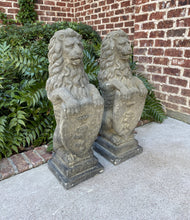 Load image into Gallery viewer, Vintage Cast Stone English Westcott Lions Statues Statuary Garden Entry PAIR