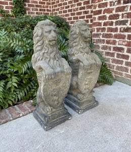 Vintage Cast Stone English Westcott Lions Statues Statuary Garden Entry PAIR