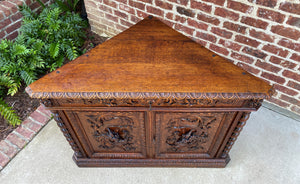 Antique French Corner Cabinet Sideboard w Drawer BARLEY TWIST Renaissance Oak