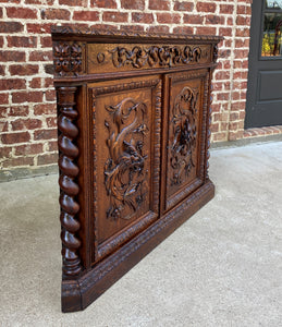 Antique French Corner Cabinet Sideboard w Drawer BARLEY TWIST Renaissance Oak