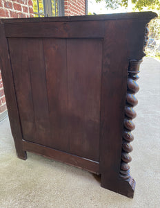 Antique French Corner Cabinet Sideboard w Drawer BARLEY TWIST Renaissance Oak